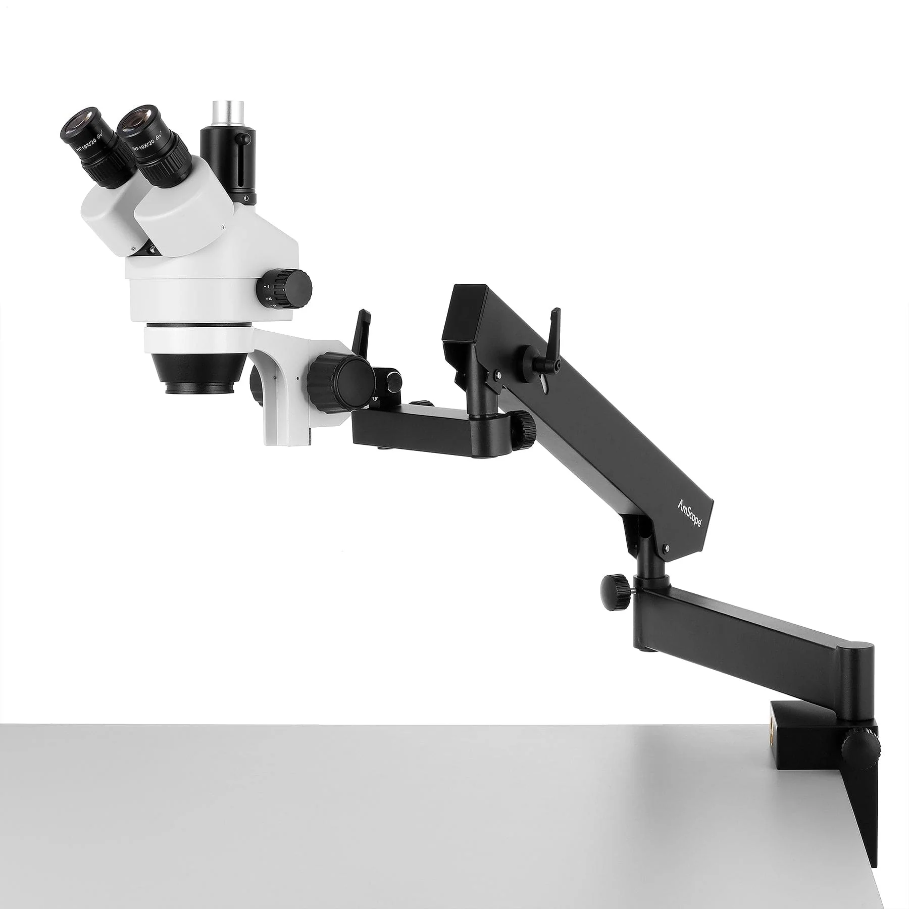 AmScope SM-6T Series Trinocular Articulating Zoom Stereo Microscope 7X-45X Magnification with Clamp - Image 7