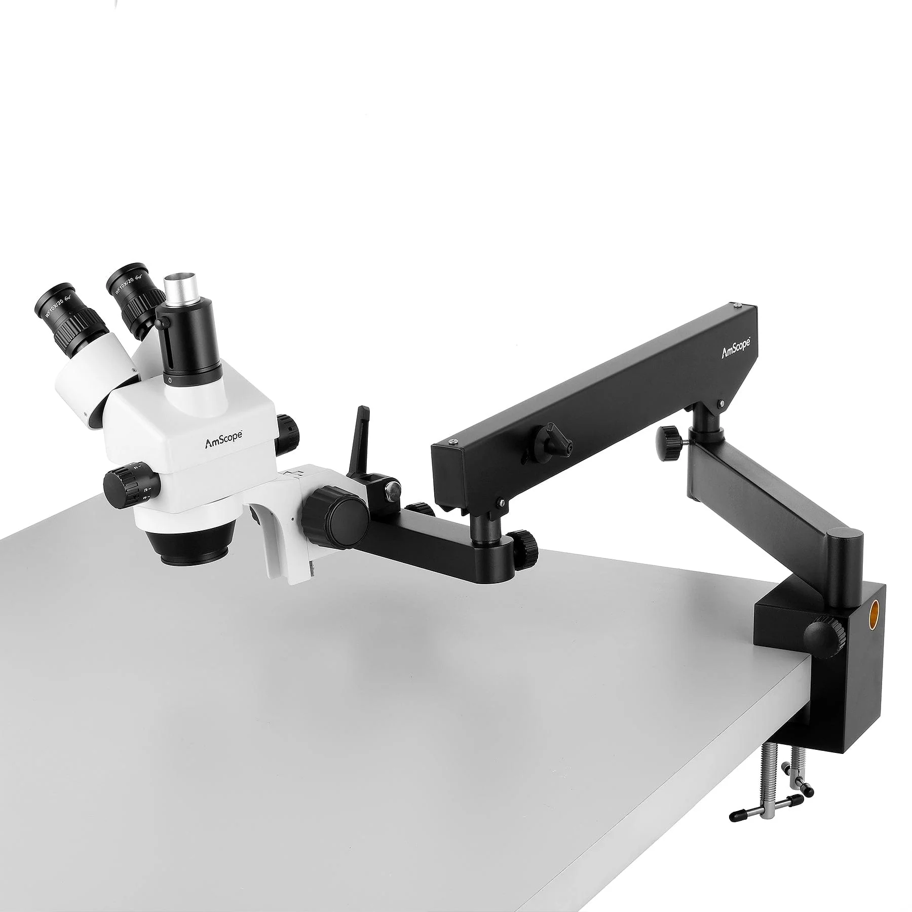 AmScope SM-6T Series Trinocular Articulating Zoom Stereo Microscope 7X-45X Magnification with Clamp - Image 4