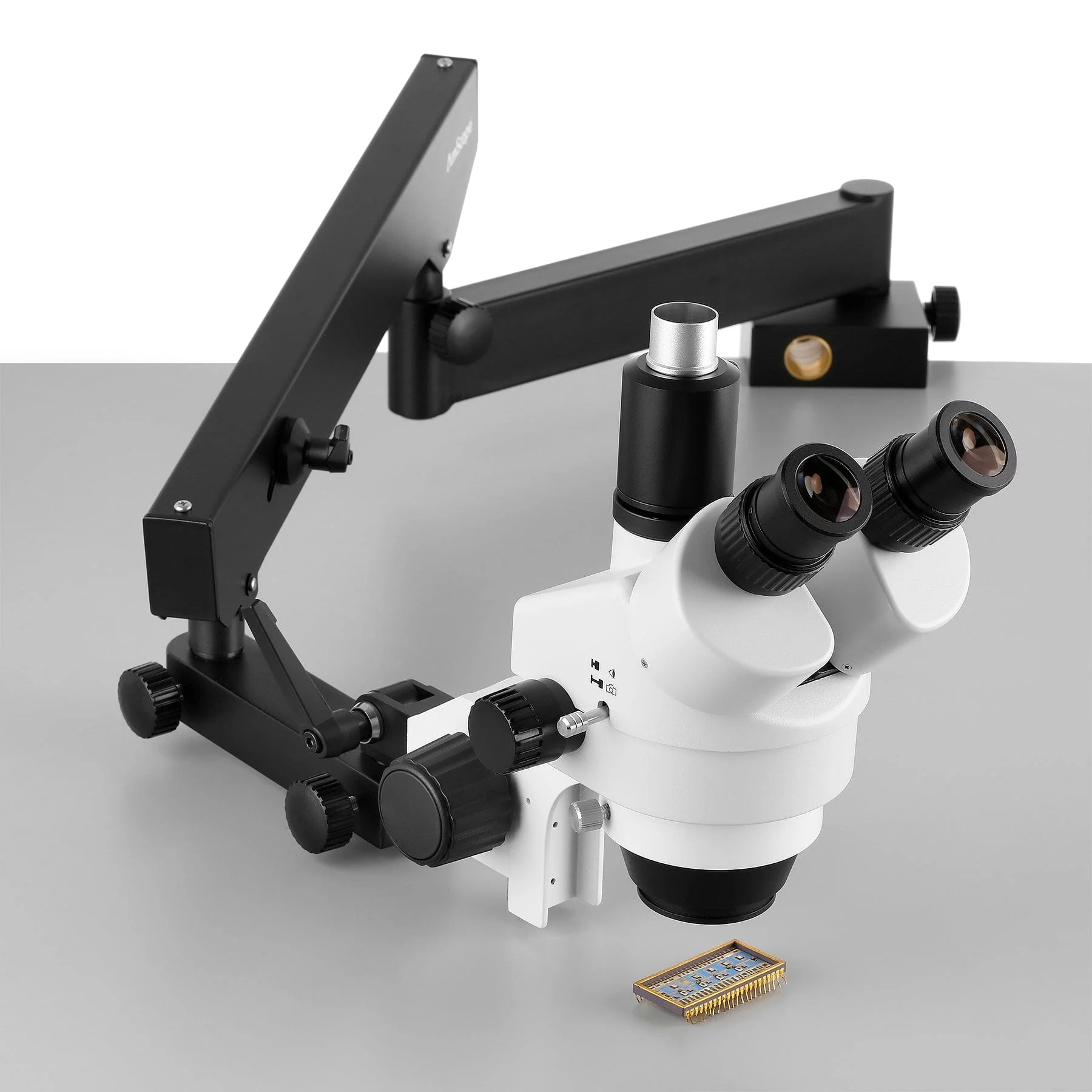 AmScope SM-6T Series Trinocular Articulating Zoom Stereo Microscope 7X-45X Magnification with Clamp - Image 5