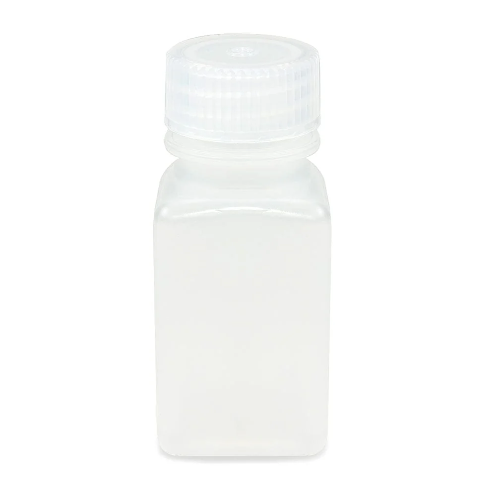 Bottle, Wide Mouth, Square, PP, Attached PP Screw Cap, 60mL, 12/Pack