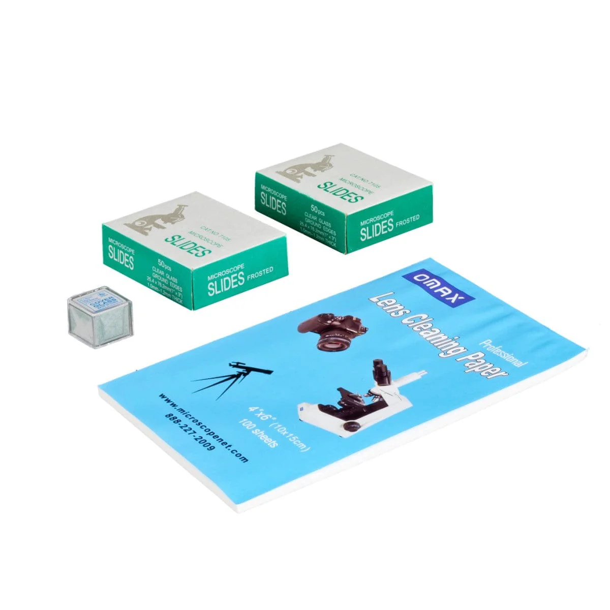 100-Piece Blank Glass Slides with Cover Slips plus 100-sheet Lens Cleaning Paper