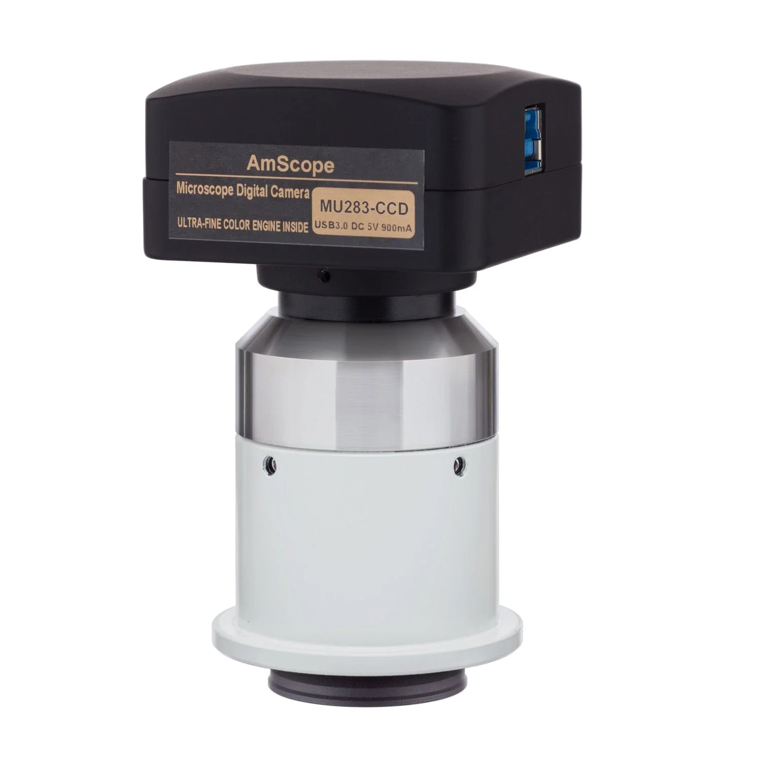 AmScope 0.7X Magnification Stainless Steel C-mount Camera Lens Adapter for Nikon Microscopes - Image 3