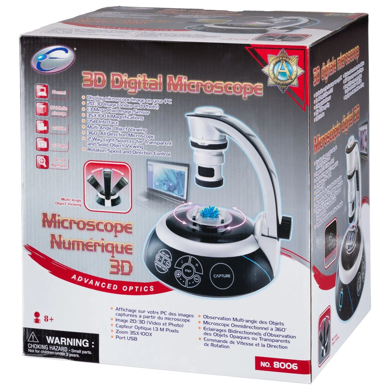 AmScope AK Series 35X-100X 1.3MP 3D Digital Microscope Kit with 360 Degree Rotating Stage - Image 3