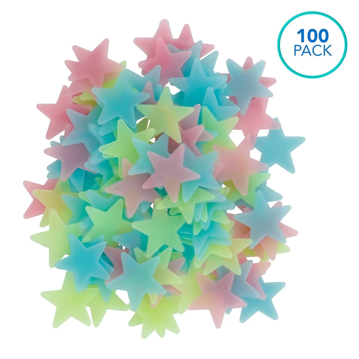 AmScope Kid's 1.85” Hollow Glow in the Dark Stars 40PC and 1.18” Glow in the Dark Stars 100PC W/ Double-Sided Adhesive Foam Tapes - Image 3