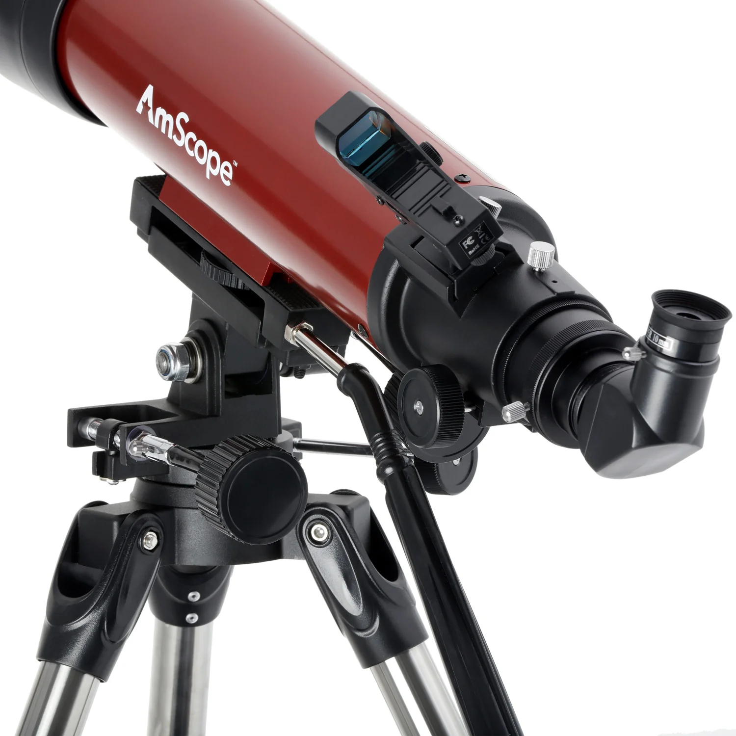 AmScope Refractor ALT-AZ Telescope with Altitude Azimuth Mount, 102mm Aperture, 660mm Focal Length, Stainless Steel Tripod and Red Dot Finder - Image 3