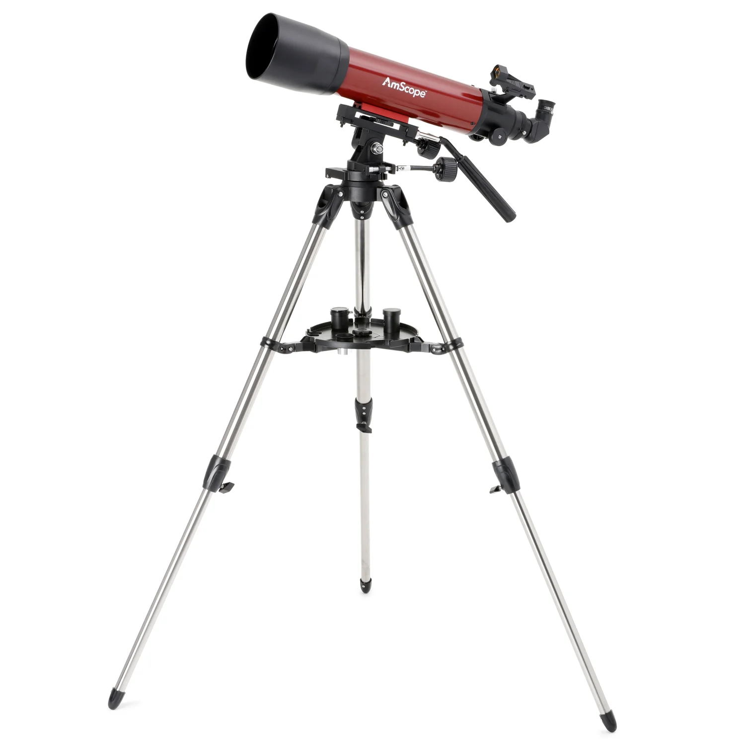 AmScope Refractor ALT-AZ Telescope with Altitude Azimuth Mount, 102mm Aperture, 660mm Focal Length, Stainless Steel Tripod and Red Dot Finder - Image 5