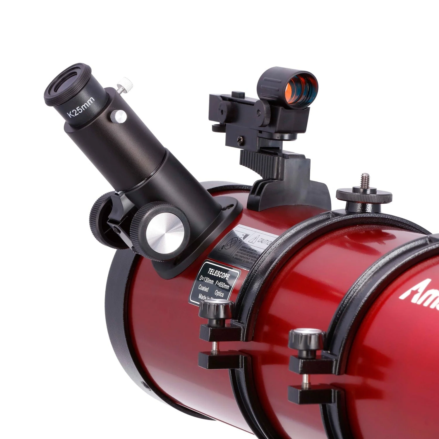 AmScope Reflector EQ Telescope with Equatorial Mount, 130mm Aperture, 650mm Focal Length, Stainless Steel Tripod and Red Dot Finder - Image 3
