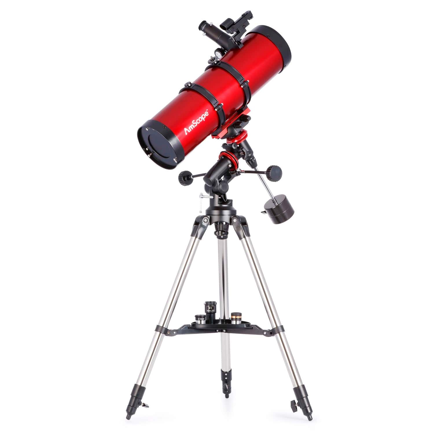 AmScope Reflector EQ Telescope with Equatorial Mount, 130mm Aperture, 650mm Focal Length, Stainless Steel Tripod and Red Dot Finder - Image 4
