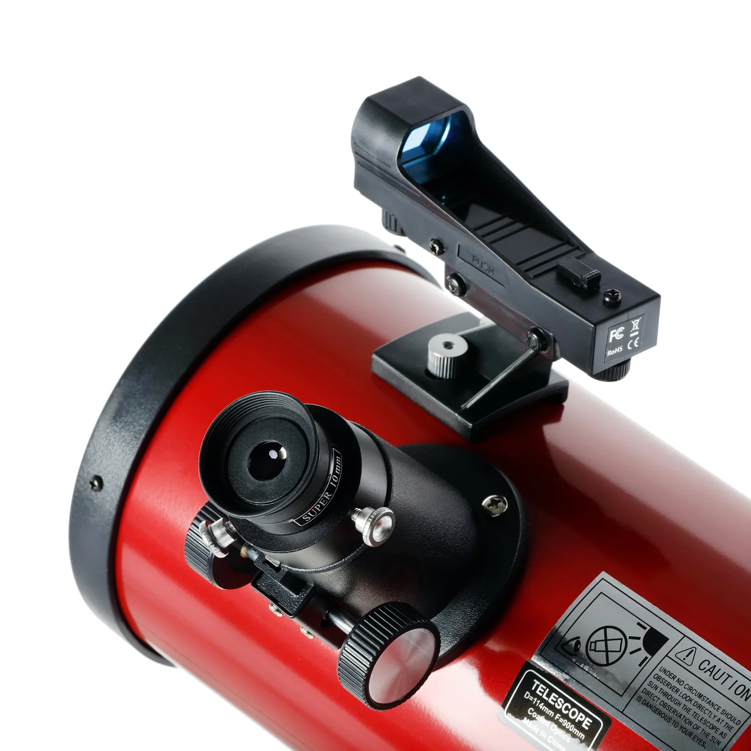 AmScope Reflector EQ Telescope with Equatorial Mount, 114mm Aperture, 900mm Focal Length, Stainless Steel Tripod and Red Dot Finder - Image 3