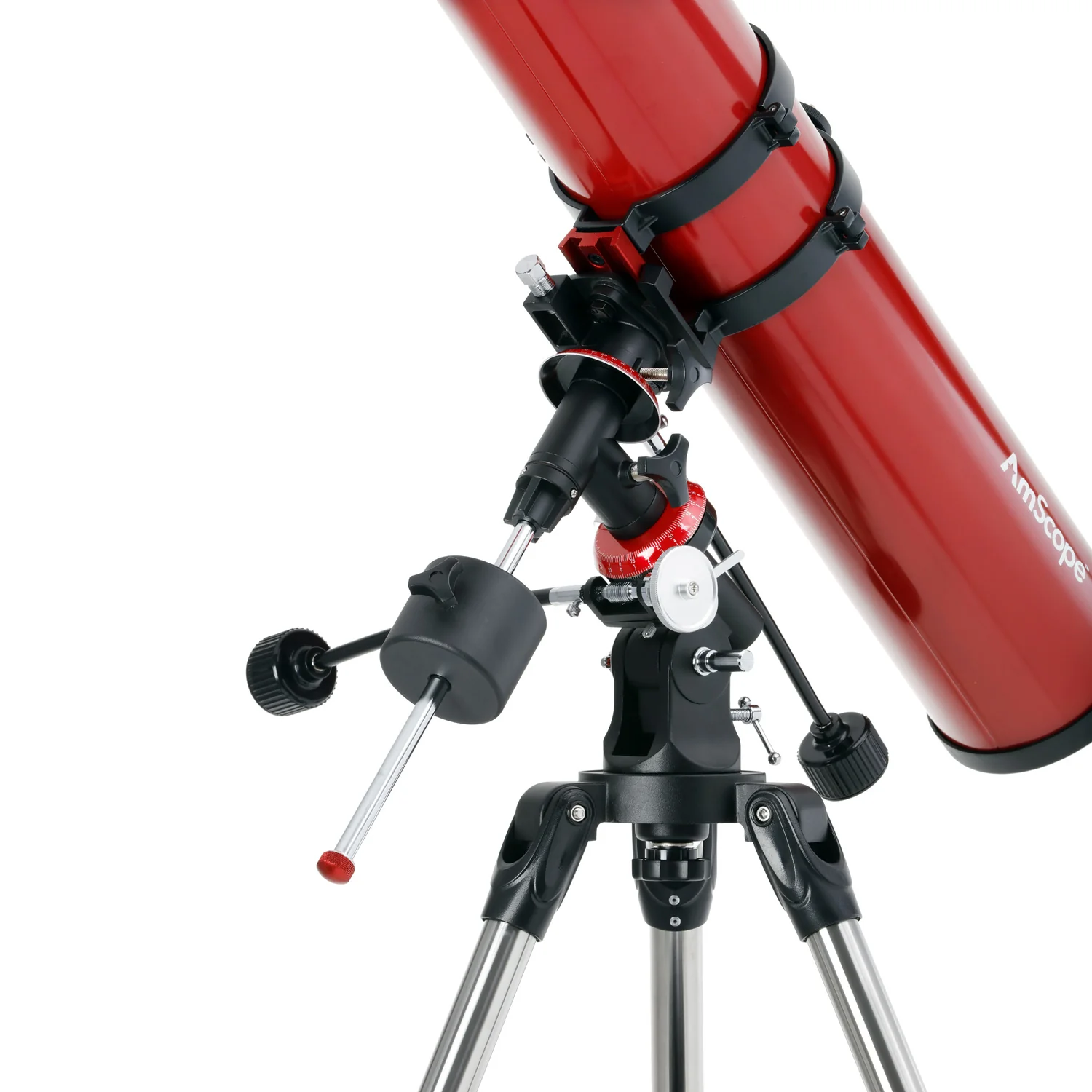AmScope Reflector EQ Telescope with Equatorial Mount, 114mm Aperture, 900mm Focal Length, Stainless Steel Tripod and Red Dot Finder - Image 4