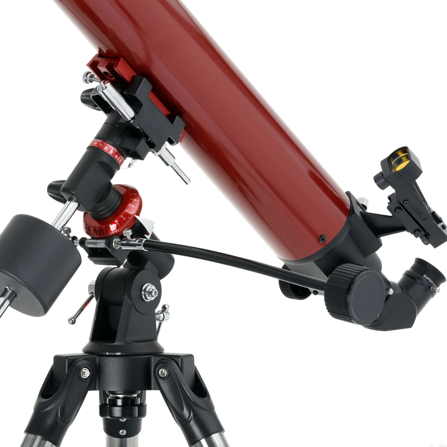 AmScope Refractor EQ Telescope with Equatorial Mount, 80mm Aperture, 900mm Focal Length, Stainless Steel Tripod and Red Dot Finder - Image 5