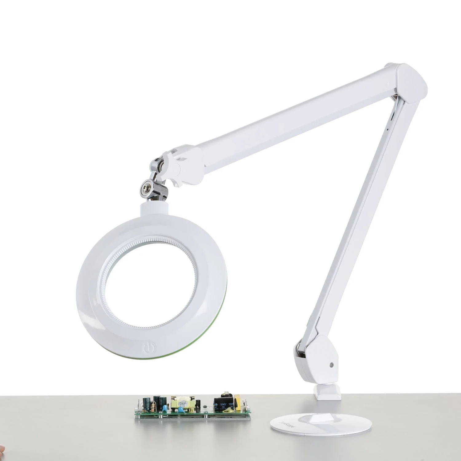 AmScope 1.75X Magnification 5” Diameter Lens 3 Diopter LED Magnifying Lamp on Articulating Arm with Heavy-Duty Table Clamp