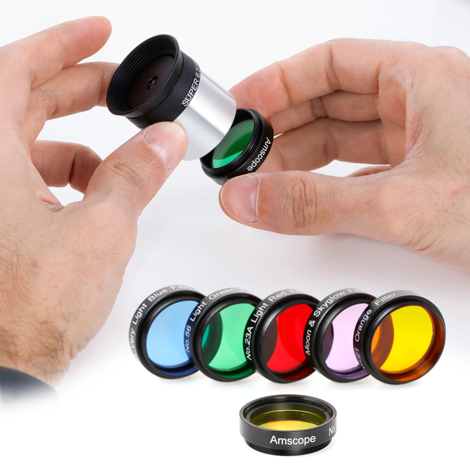 AmScope Lunar & Planetary 6-Piece 1.25" Telescope Filter Set with Aluminum Case - Image 3