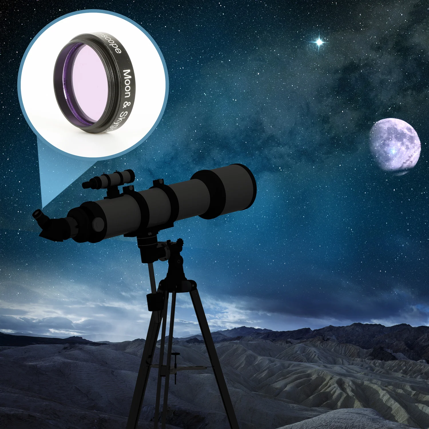 AmScope Lunar & Planetary 6-Piece 1.25" Telescope Filter Set with Aluminum Case - Image 4