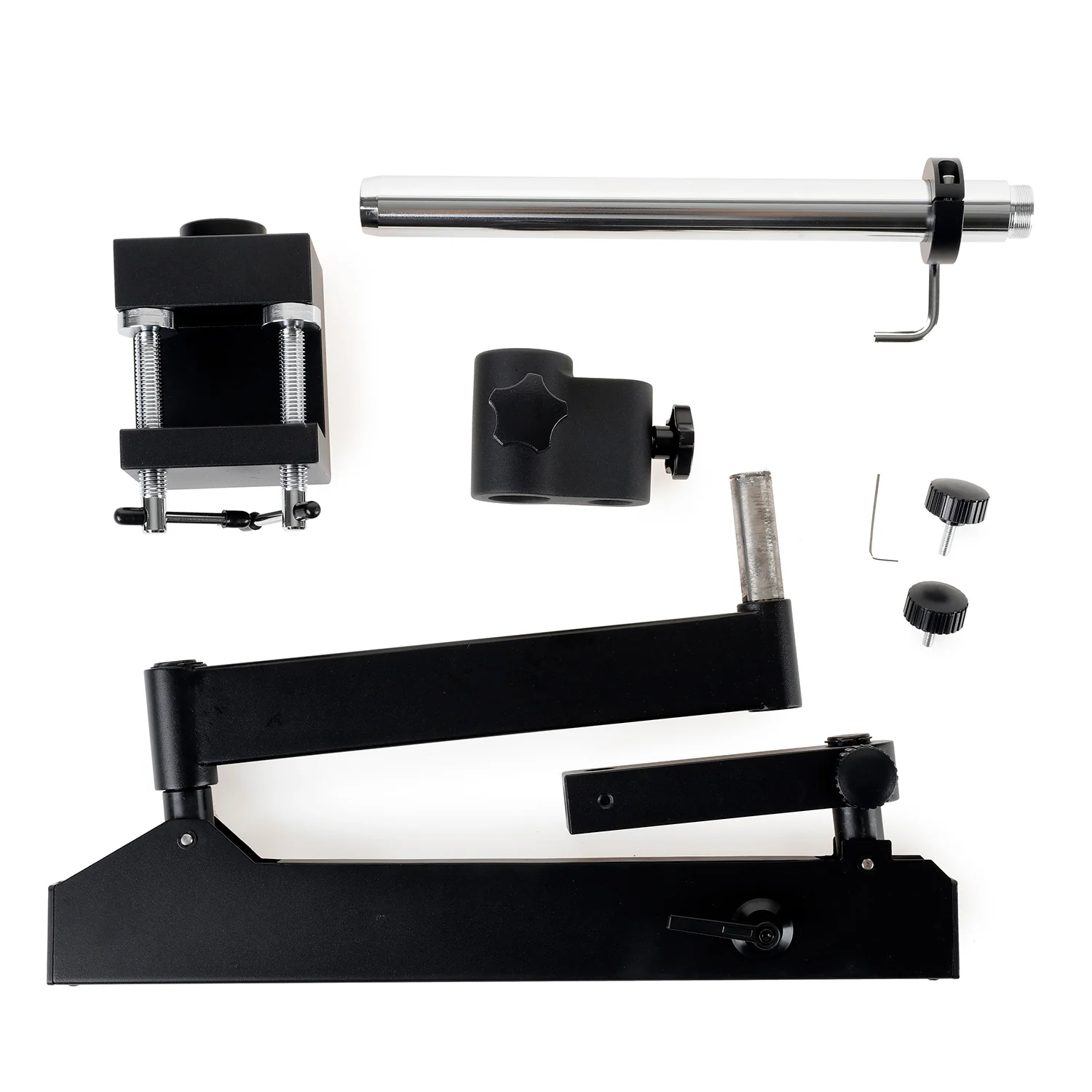 AmScope Articulating Stand with Post Clamp and 84mm diameter Focusing Rack for Stereo Microscopes - Image 8