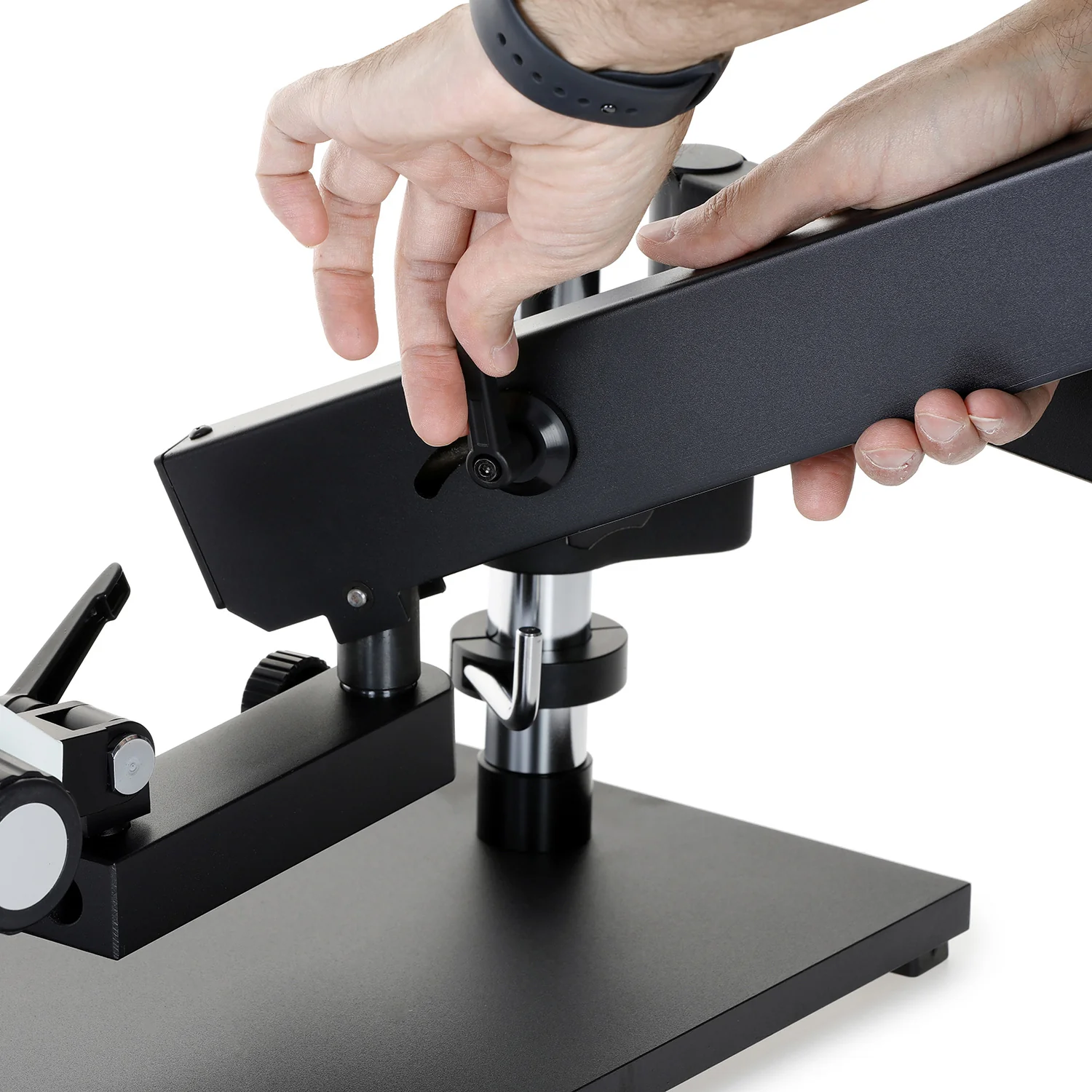 AmScope 84mm Collar Articulating Arm with Base Plate for Stereo Microscopes - Image 3
