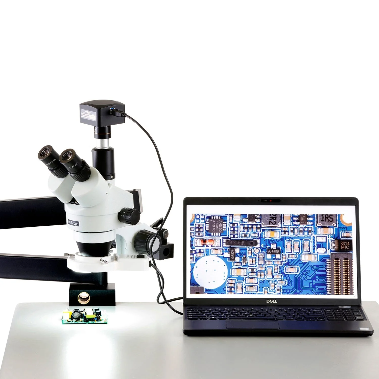 AmScope Articulating Stand with Clamp and Focusing Rack for Stereo Microscopes - Image 5