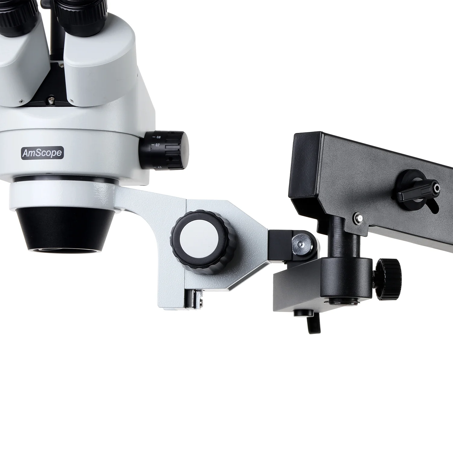 AmScope Articulating Stand with Clamp and 84mm diameter Focusing Rack for Stereo Microscopes - Image 4
