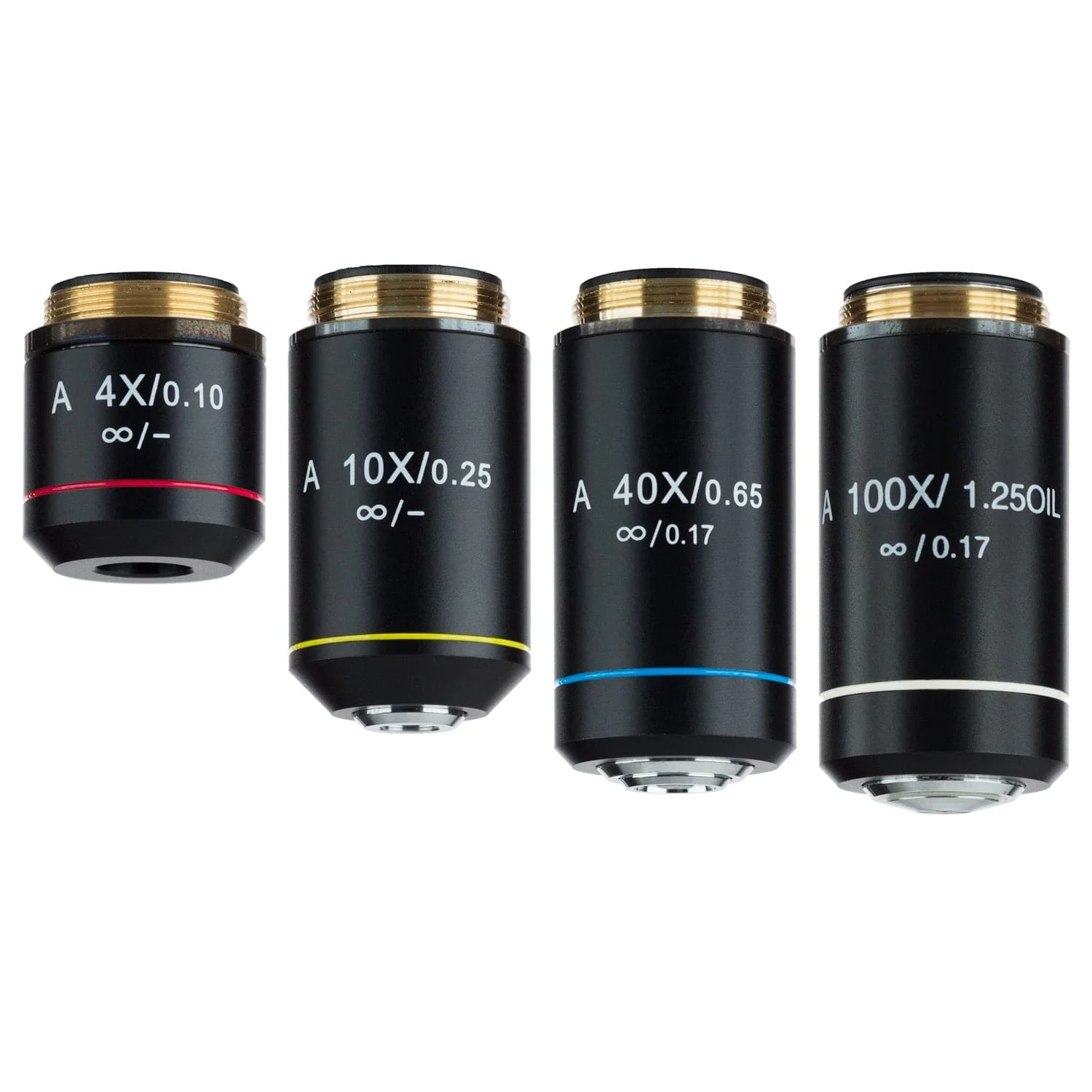 AmScope Infinity Achromatic Microscope Objective Set with Black Finish
