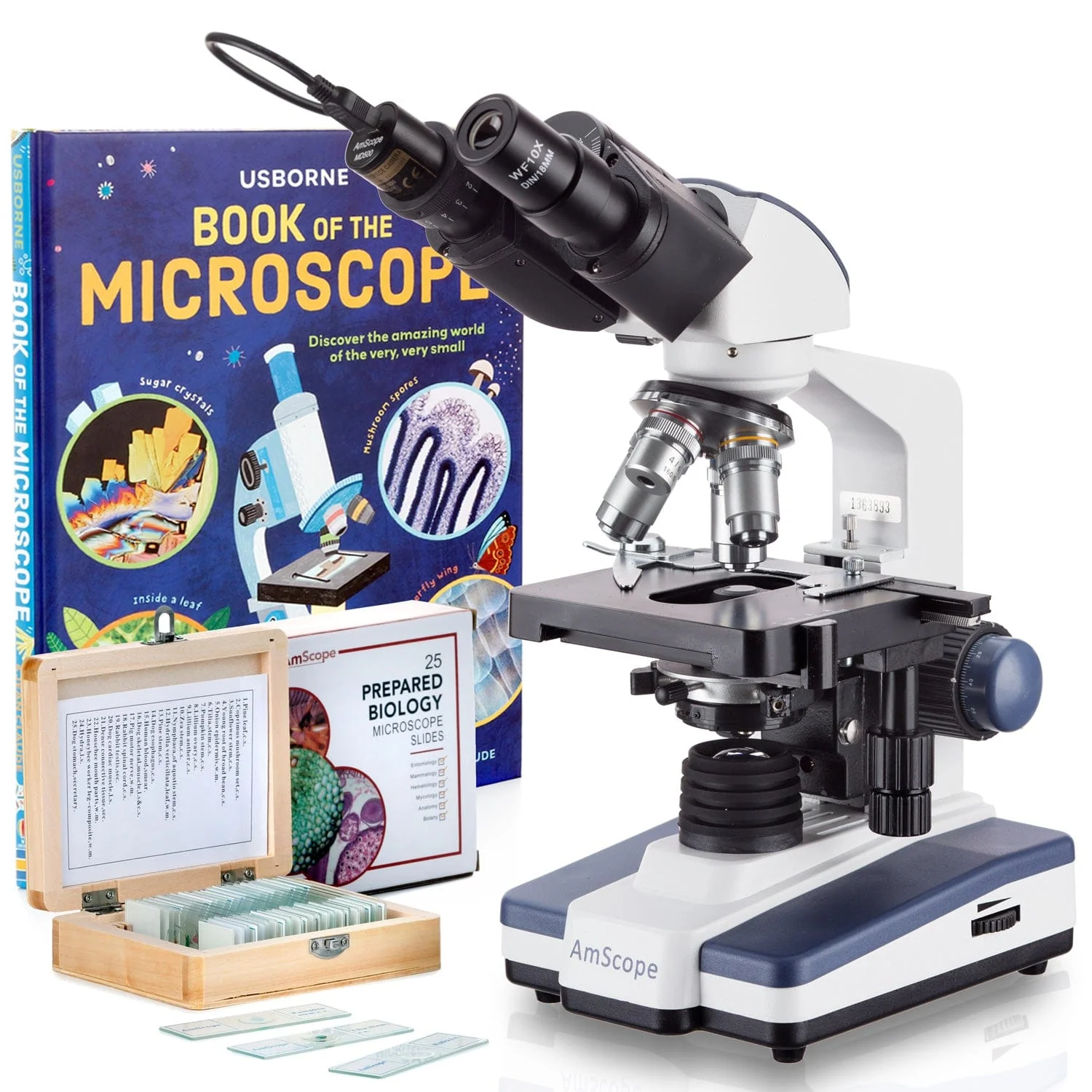 AmScope B120 Series Binocular Compound Microscope 40X-1000X Magnification with LED, Siedentopf Head, Double Layer Mechanical Stage and Book - Image 6