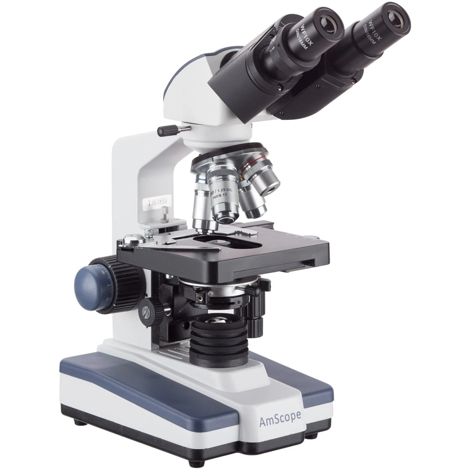 AmScope B120 Series Binocular Compound Microscope 40X-2500X Magnification with LED, Siedentopf Head, 50pc Blank Slides and 16MP USB3 Digital Camera - Image 3