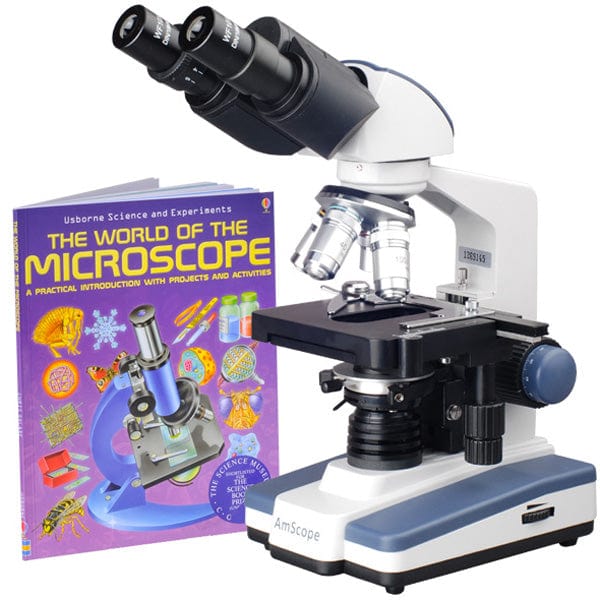 AmScope B120 Series Binocular Compound Microscope 40X-2500X Magnification with LED, Siedentopf Head, 3D Stage and Microscope Book - Image 2
