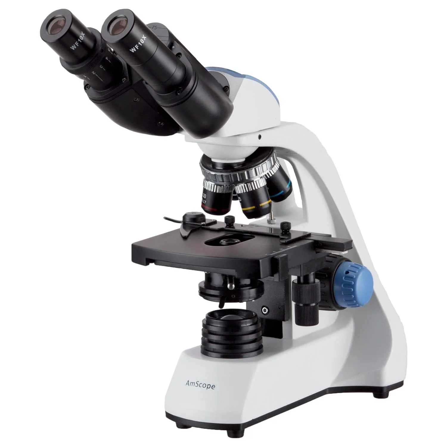 AmScope B250 Series Compact Student and Professional LED Siedentopf Binocular Compound Microscope 40X-2500X Magnification with 3D Mechanical Stage - Image 10