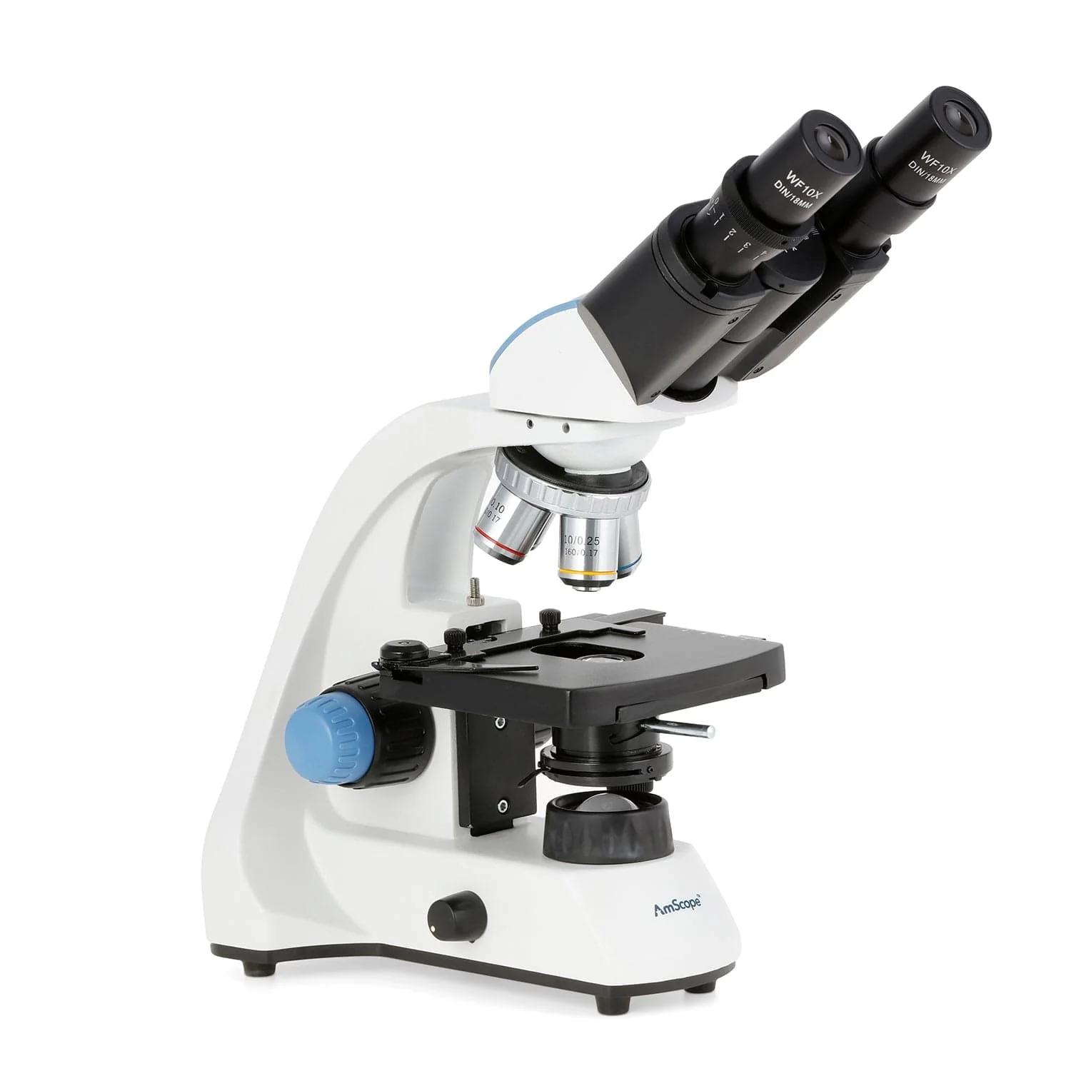 AmScope B250 Series Compact Student and Professional LED Siedentopf Binocular Compound Microscope 40X-2500X Magnification with 3D Mechanical Stage - Image 6