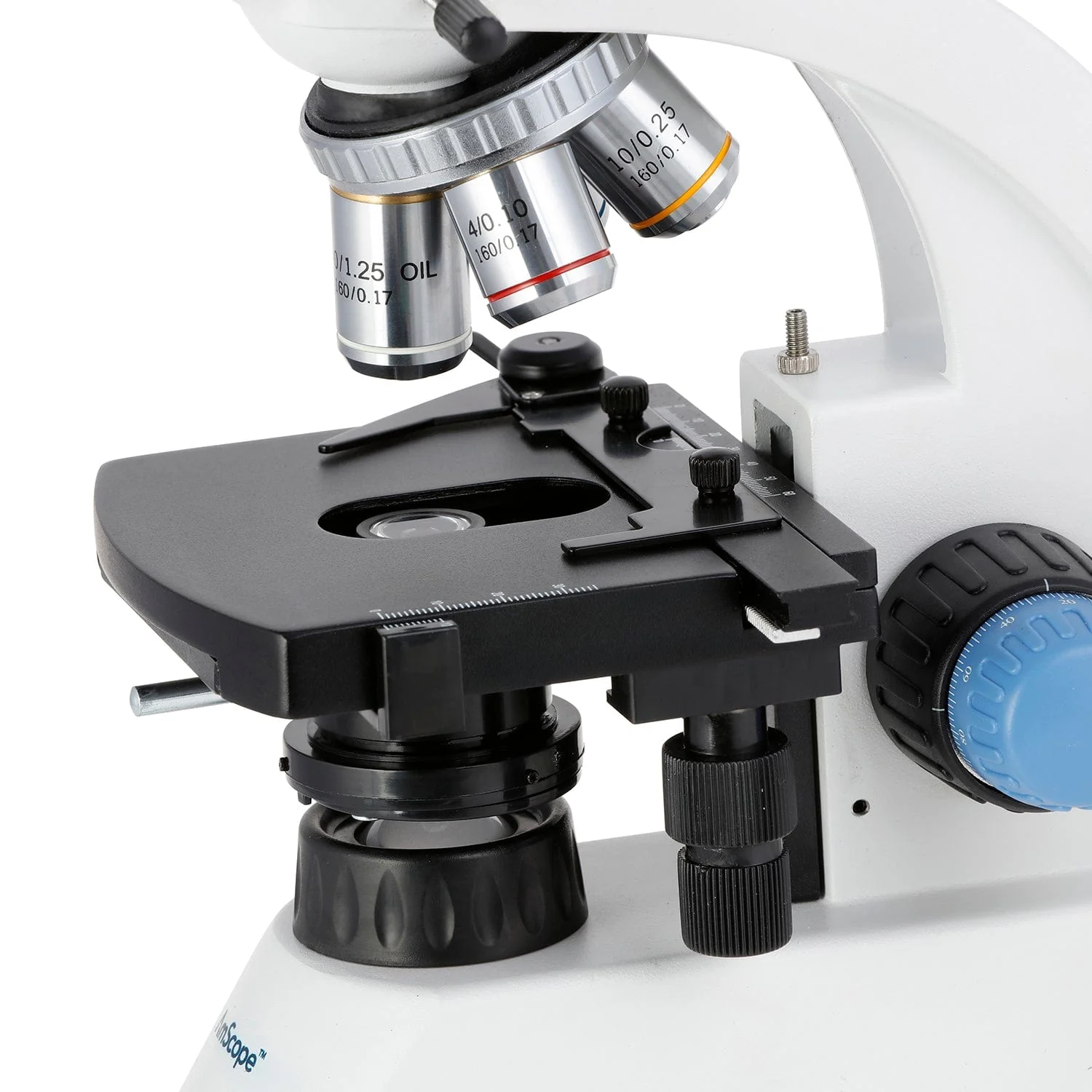 AmScope B250 Series Compact Student and Professional LED Siedentopf Binocular Compound Microscope 40X-2500X Magnification with 3D Mechanical Stage - Image 8