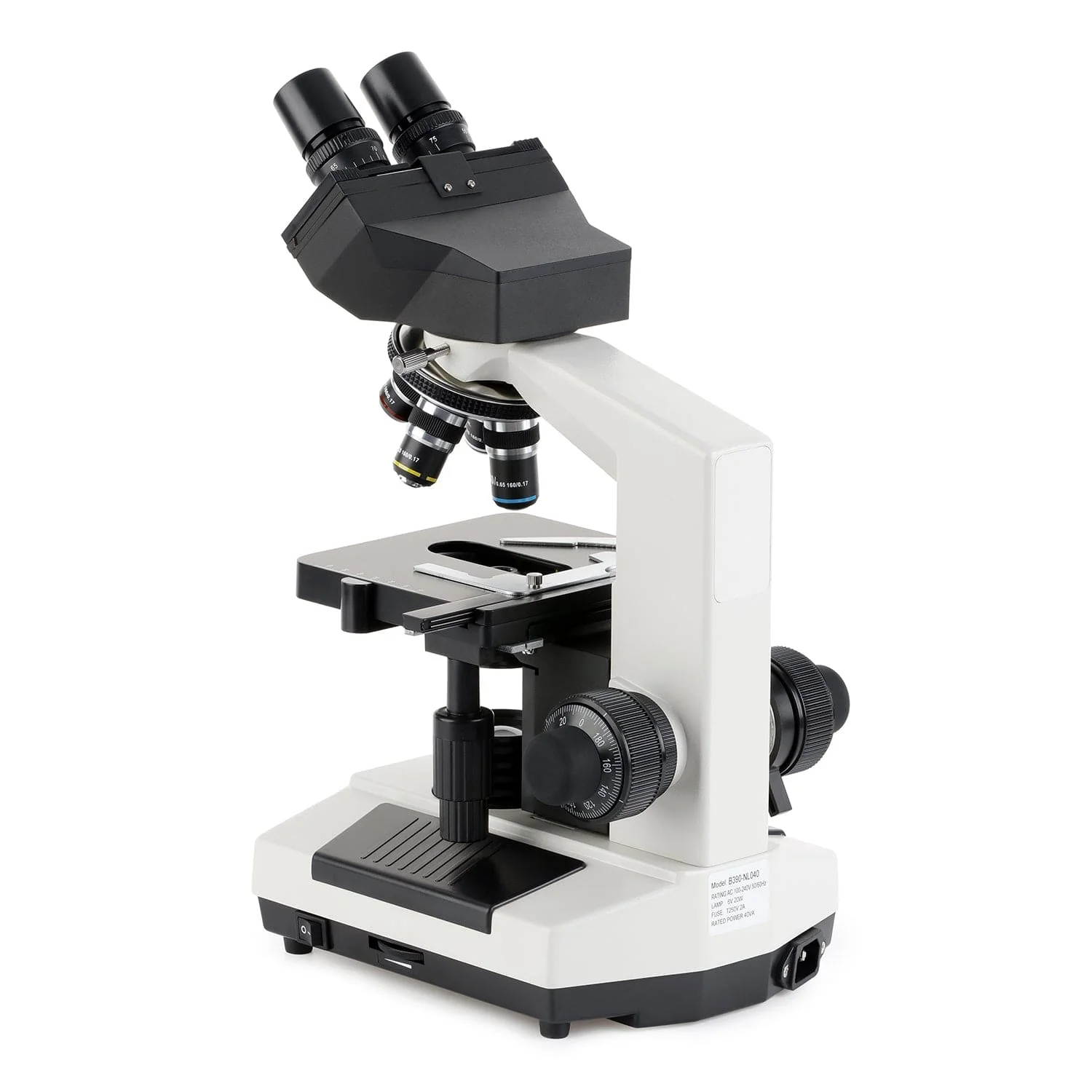 AmScope B390 Series Binocular Compound Microscope with 20W Halogen, 3D Mechanical Stage and Optional Digital Camera - Image 8