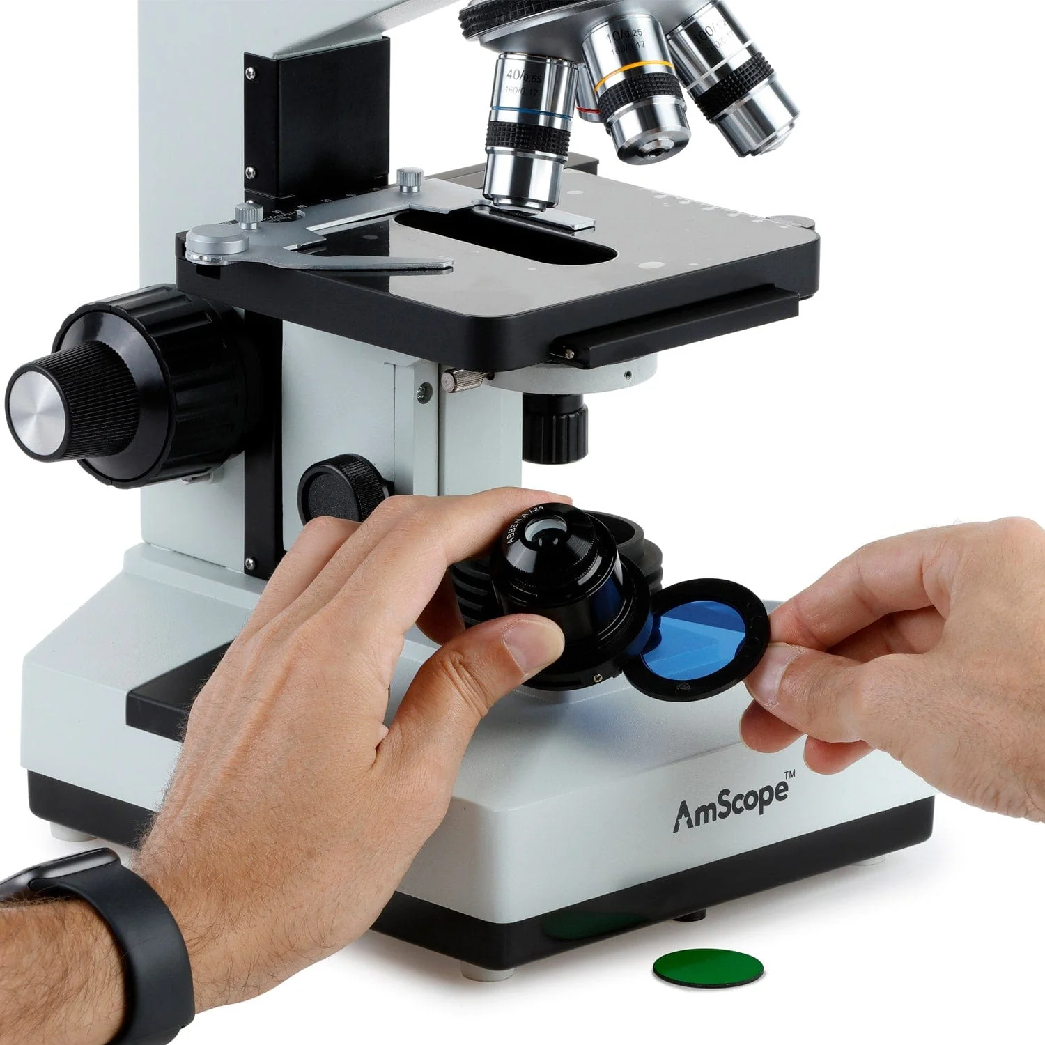 AmScope B490 Series Binocular Compound Microscope 40X-2000X Magnification 220V Version - Image 3