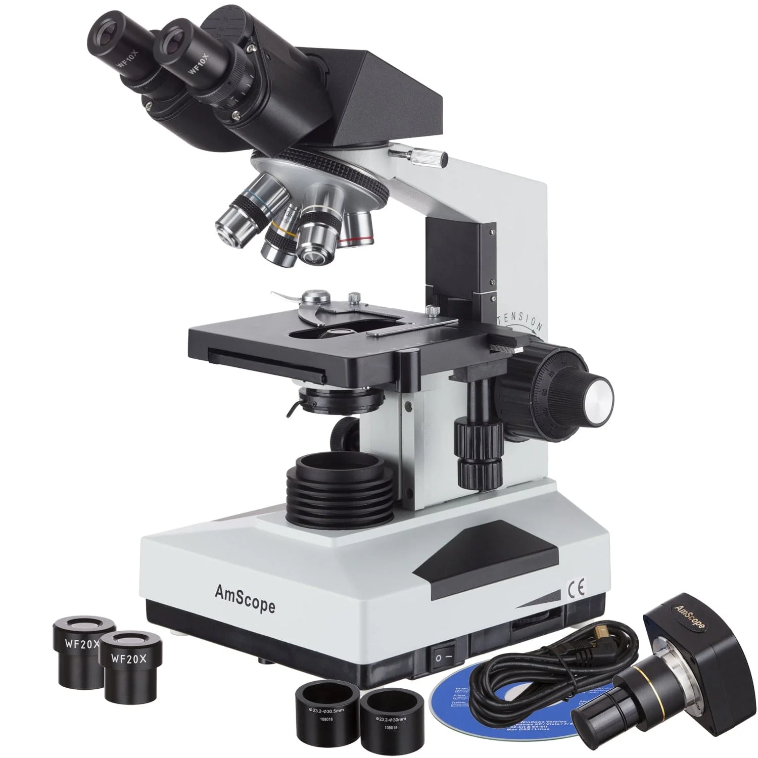 40X-2000X Student Binocular Microscope + 5MP Camera