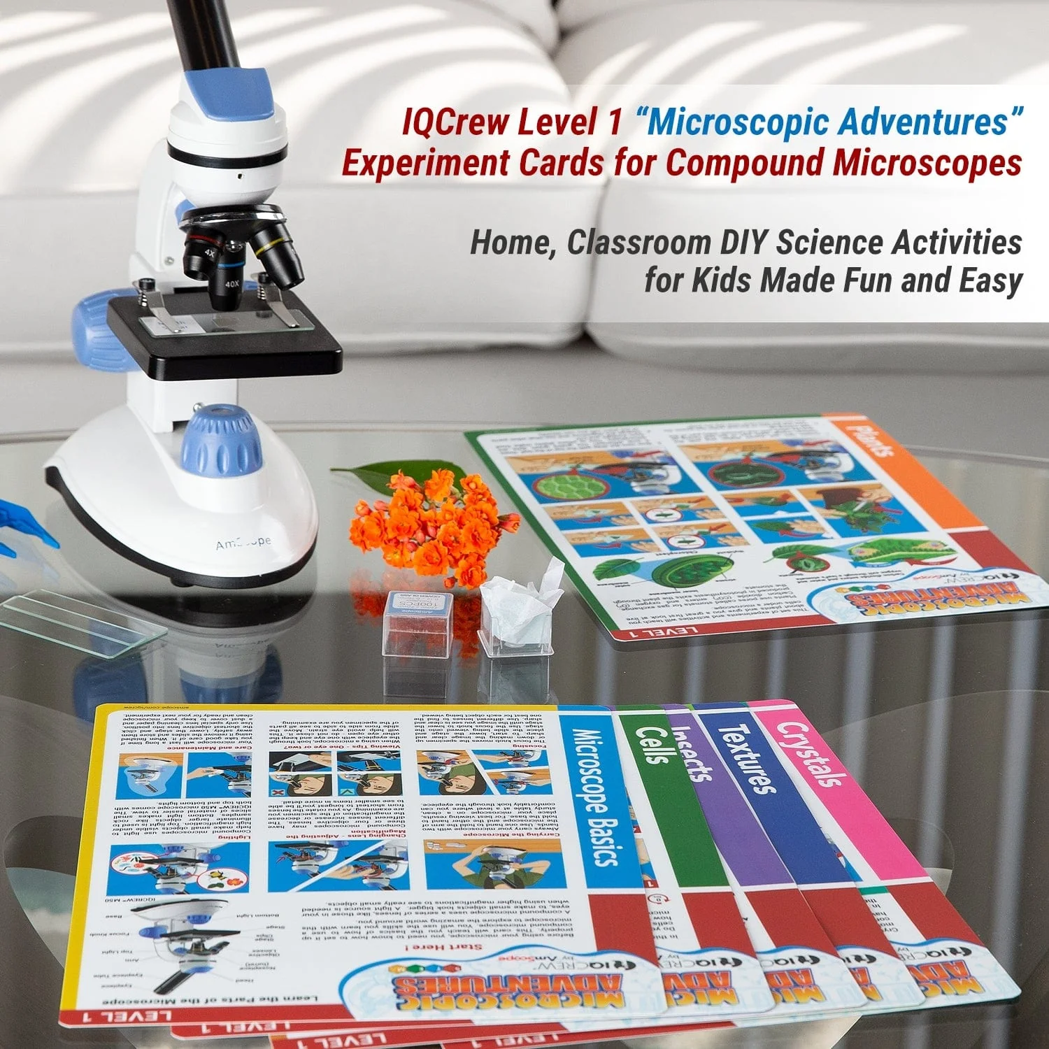 AmScope Compound Microscope Experiment Cards for Kids Fun and Educational Microscope Experiments (Level 1) - Image 2