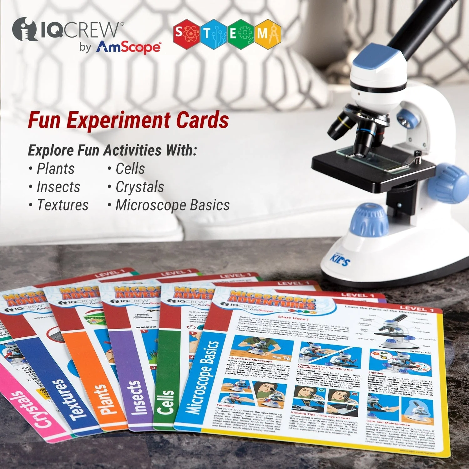 AmScope Compound Microscope Experiment Cards for Kids Fun and Educational Microscope Experiments (Level 1) - Image 5