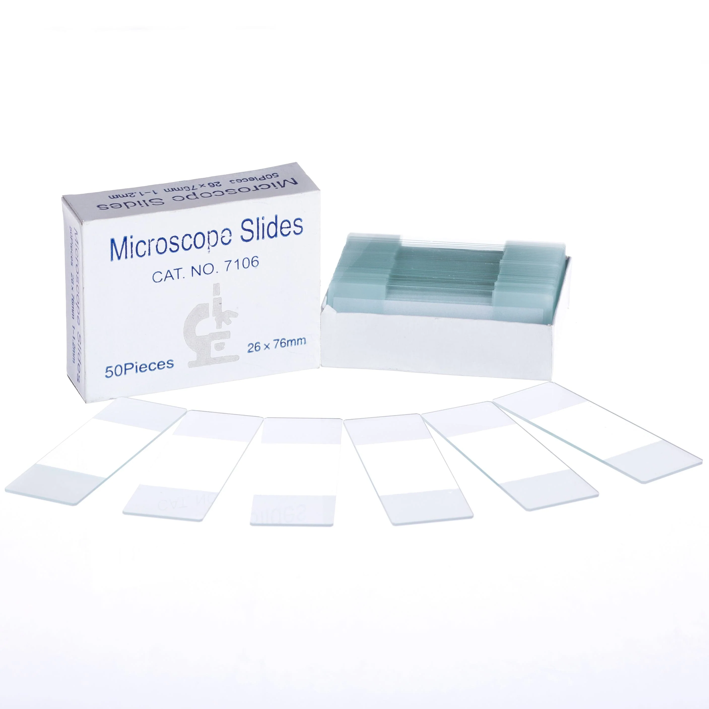 AmScope Single Side Frosting on Both Ends, Clear Glass Ground Edge Microscope Slides, Pack of 50