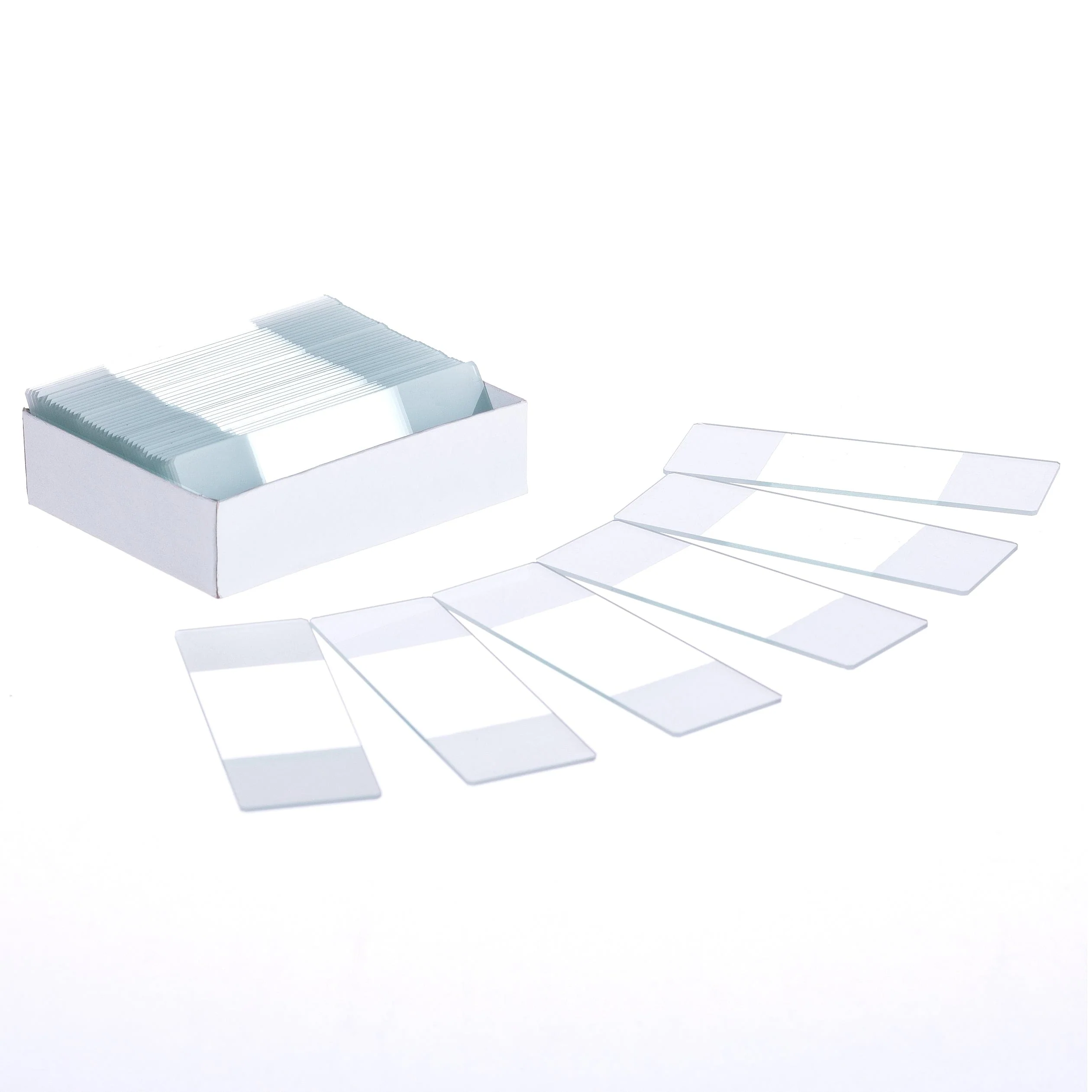 AmScope Single Side Frosting on Both Ends, Clear Glass Ground Edge Microscope Slides, Pack of 50 - Image 2