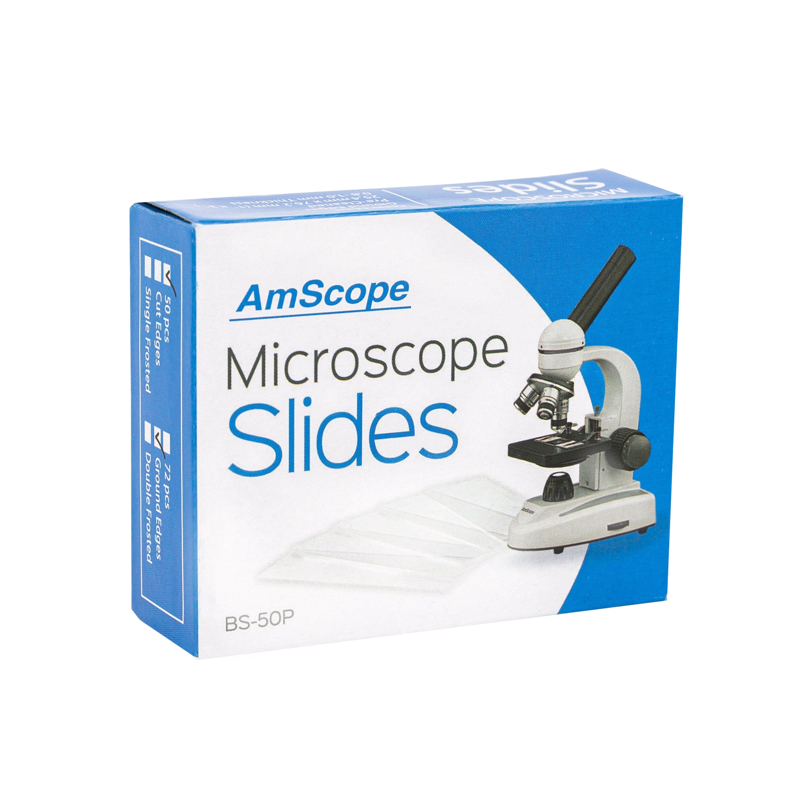AmScope 50 Blank Microscope Slide Ground Edges Pre-Cleaned Clear Glass Microscope Slides - Image 3