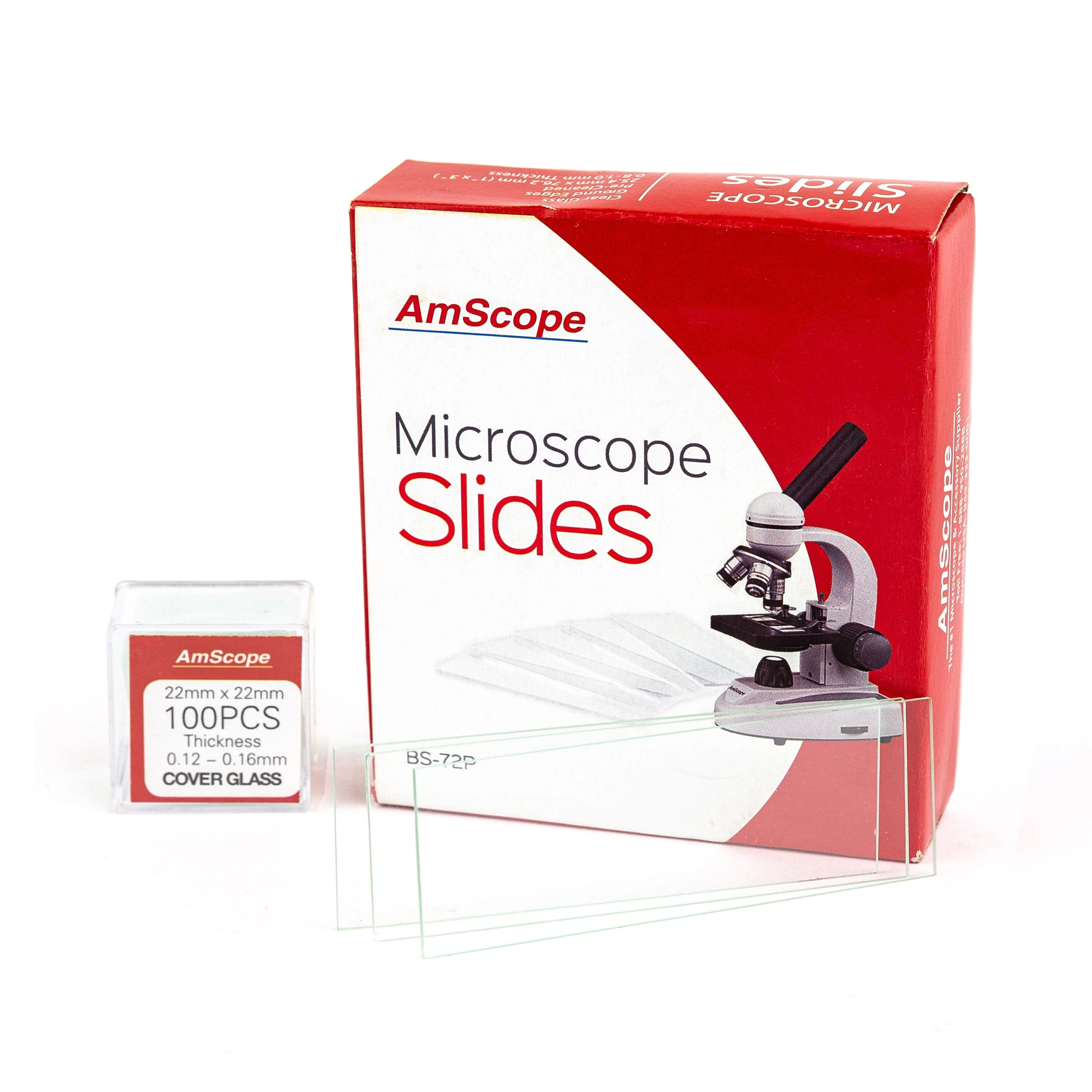 AmScope 72 Pre-Cleaned Blank Microscope Slides and 100 Square Cover Glass