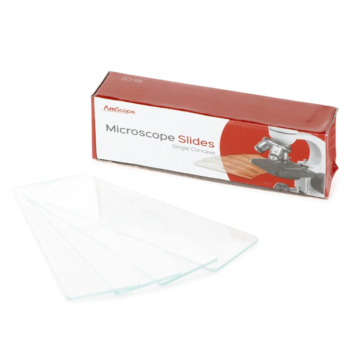 AmScope 72 Pre-Cleaned Blank Plate Microscope Slides and 12 Single Depression Concave Slides + 100 Coverslips - Image 3