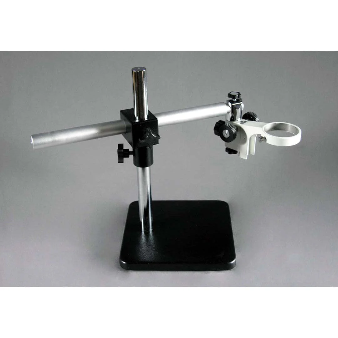 AmScope Single Arm Boom Stand for Stereo Microscopes - Aluminum Arm, Tube Mount, 76mm Focus Block - Image 2