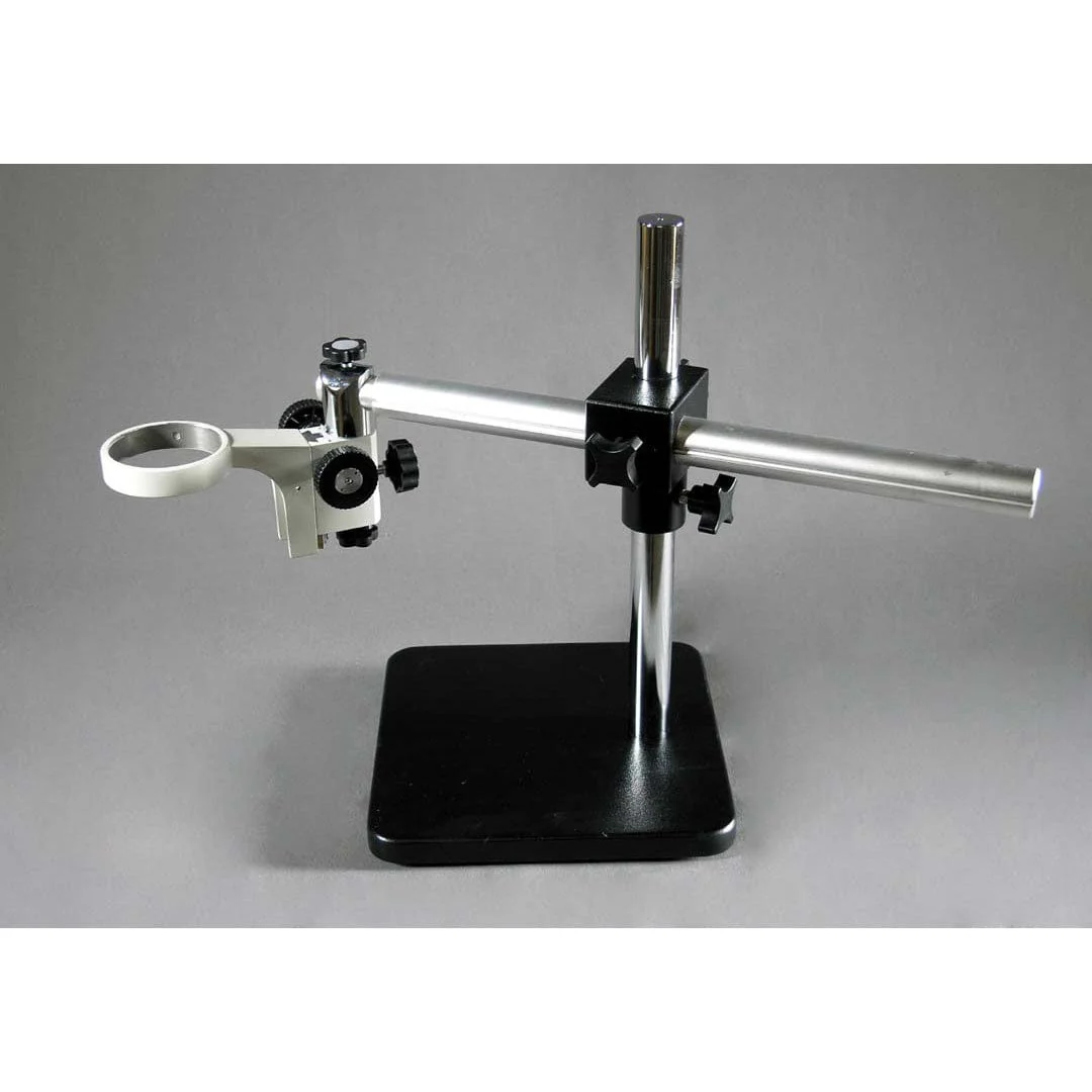 AmScope Single Arm Boom Stand for Stereo Microscopes - Aluminum Arm, Tube Mount, 84mm Focus Block - Image 3
