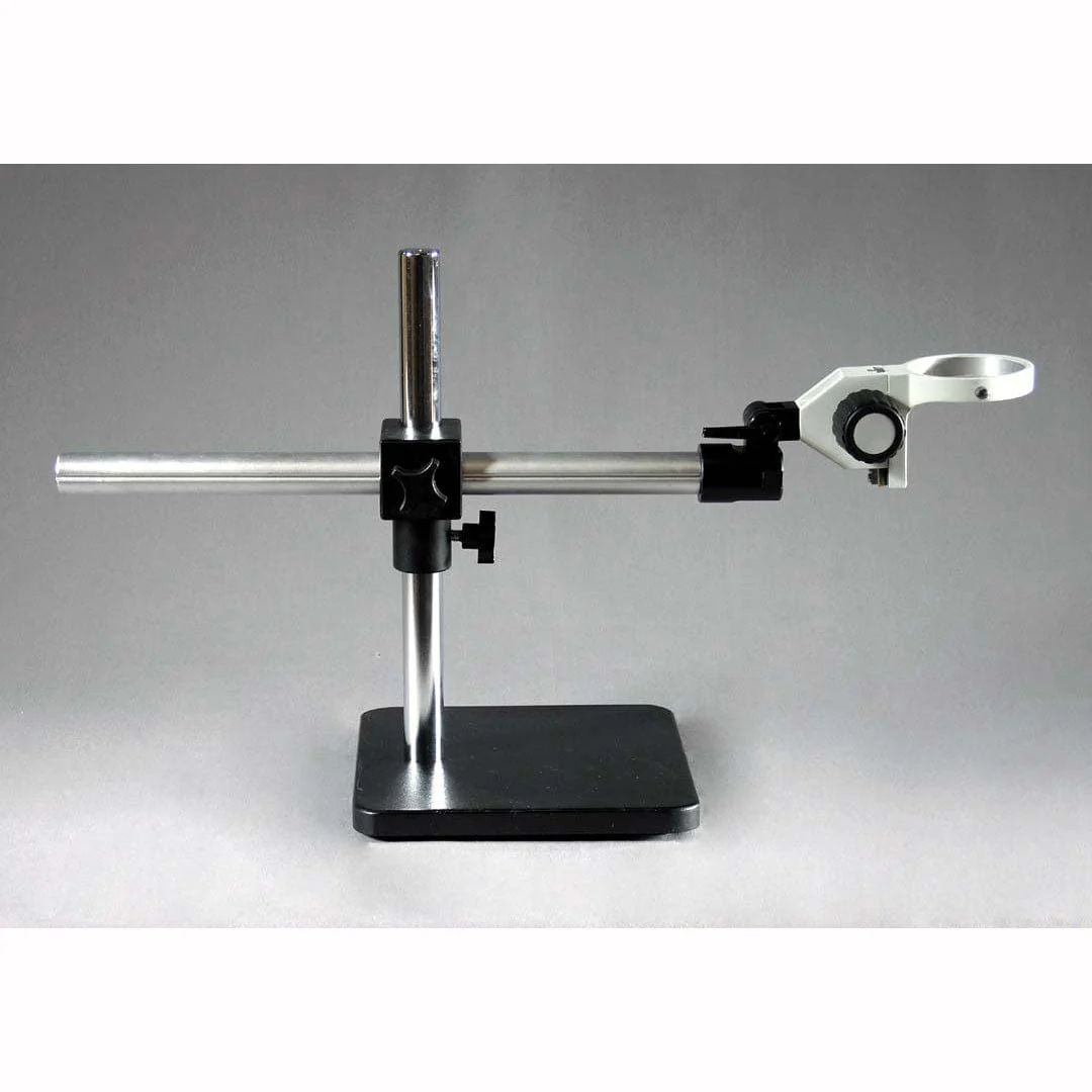 AmScope Single Arm Boom Stand for Stereo Microscopes - Aluminum Arm, Pin Mount, 76mm Focus Block - Image 2