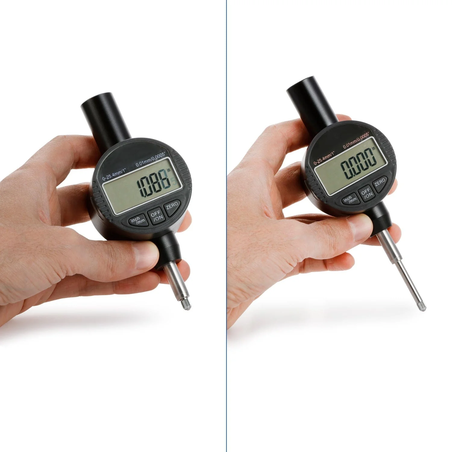 AmScope Digital Dial Indicator 3V w/ ±0-25.4mm/1" Range, ±0.01mm Accuracy, & Data Transfer Cable - Image 2