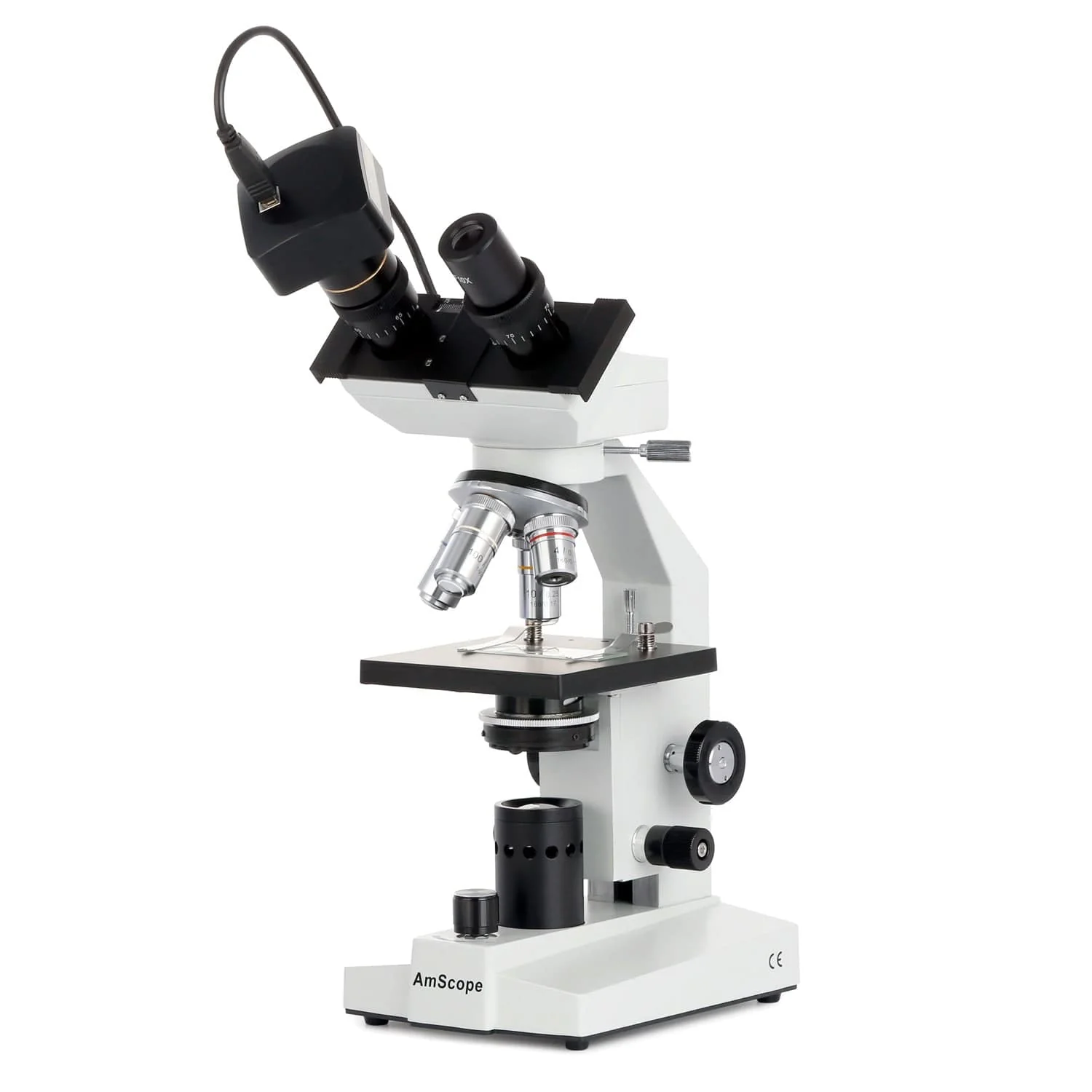AmScope B100 Series Biological Binocular Compound Microscope With LED and Optional Digital Camera - Image 3