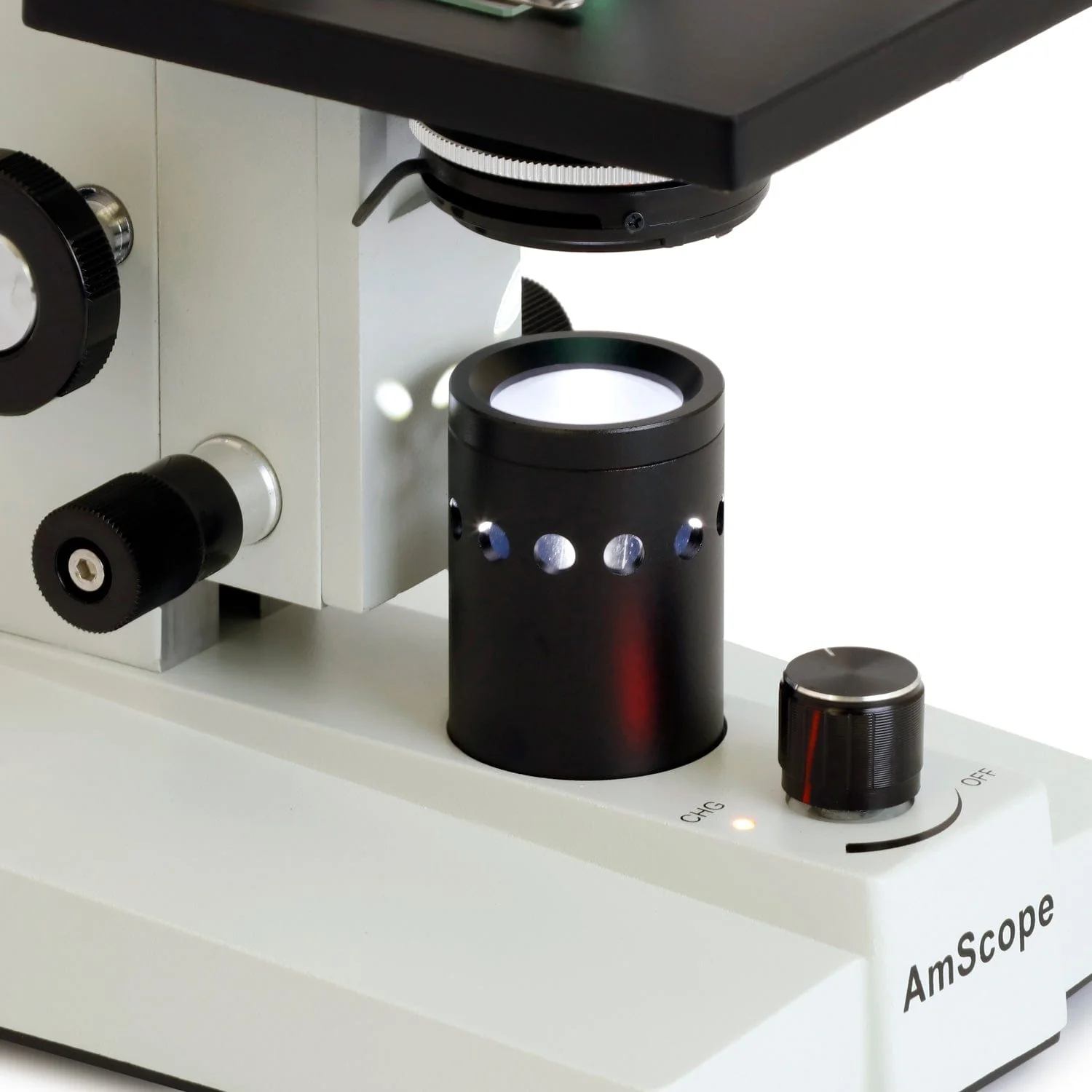 AmScope B100 Series Binocular Compound Microscope with LED Light, Mechanical Stage, Slide Set and Optional Digital Camera - Image 9
