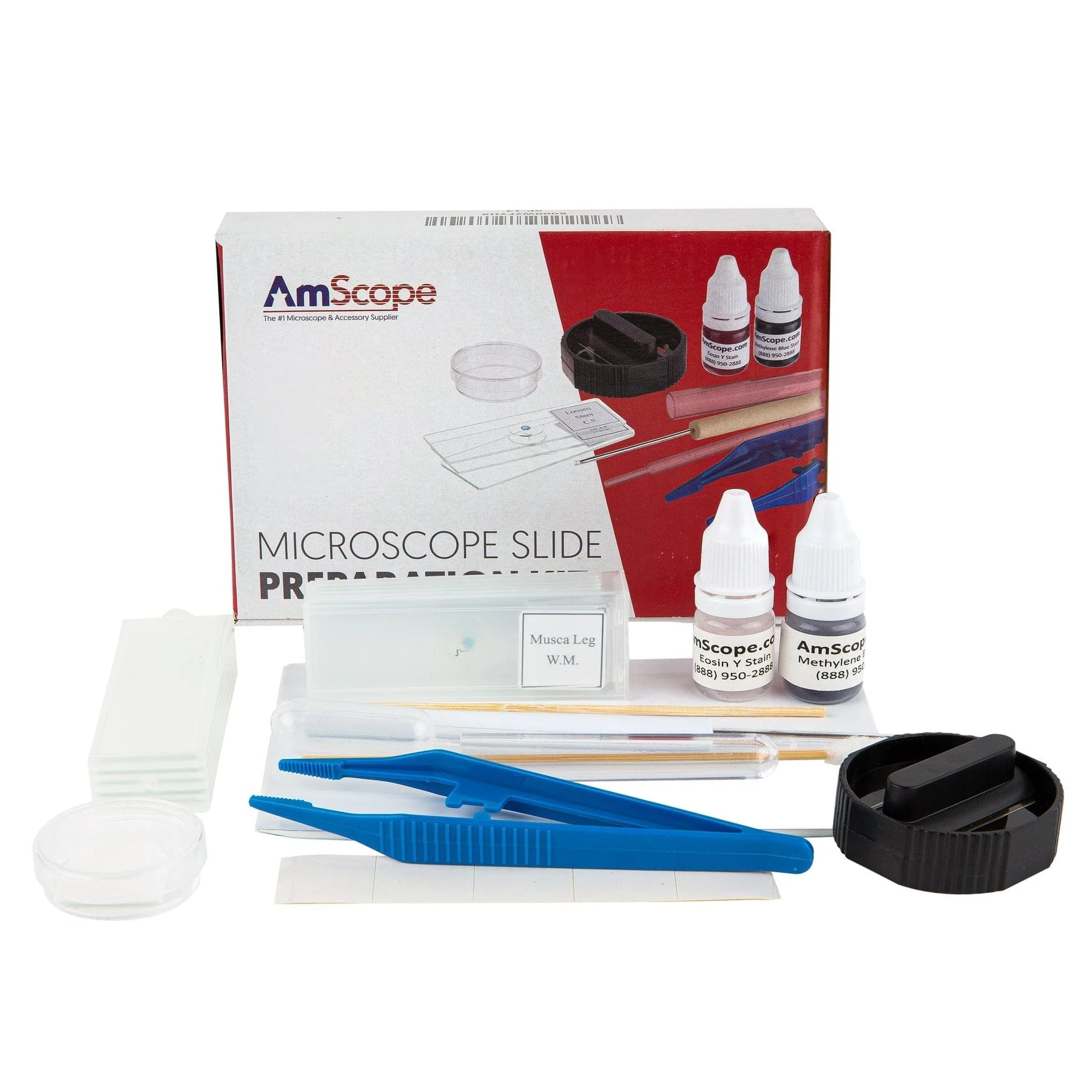 AmScope B100 Series Biological Binocular Compound Microscope 40X-1000X Magnification with LED, Mech. Stage, Slide Making Kit + Optional Digital Camera and Book - Image 9