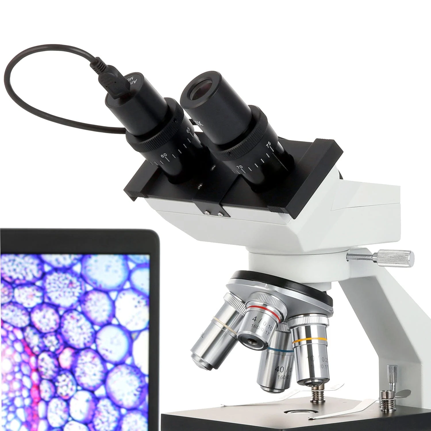 AmScope B100 Series Biological Binocular Compound Microscope With LED and Optional Digital Camera - Image 7
