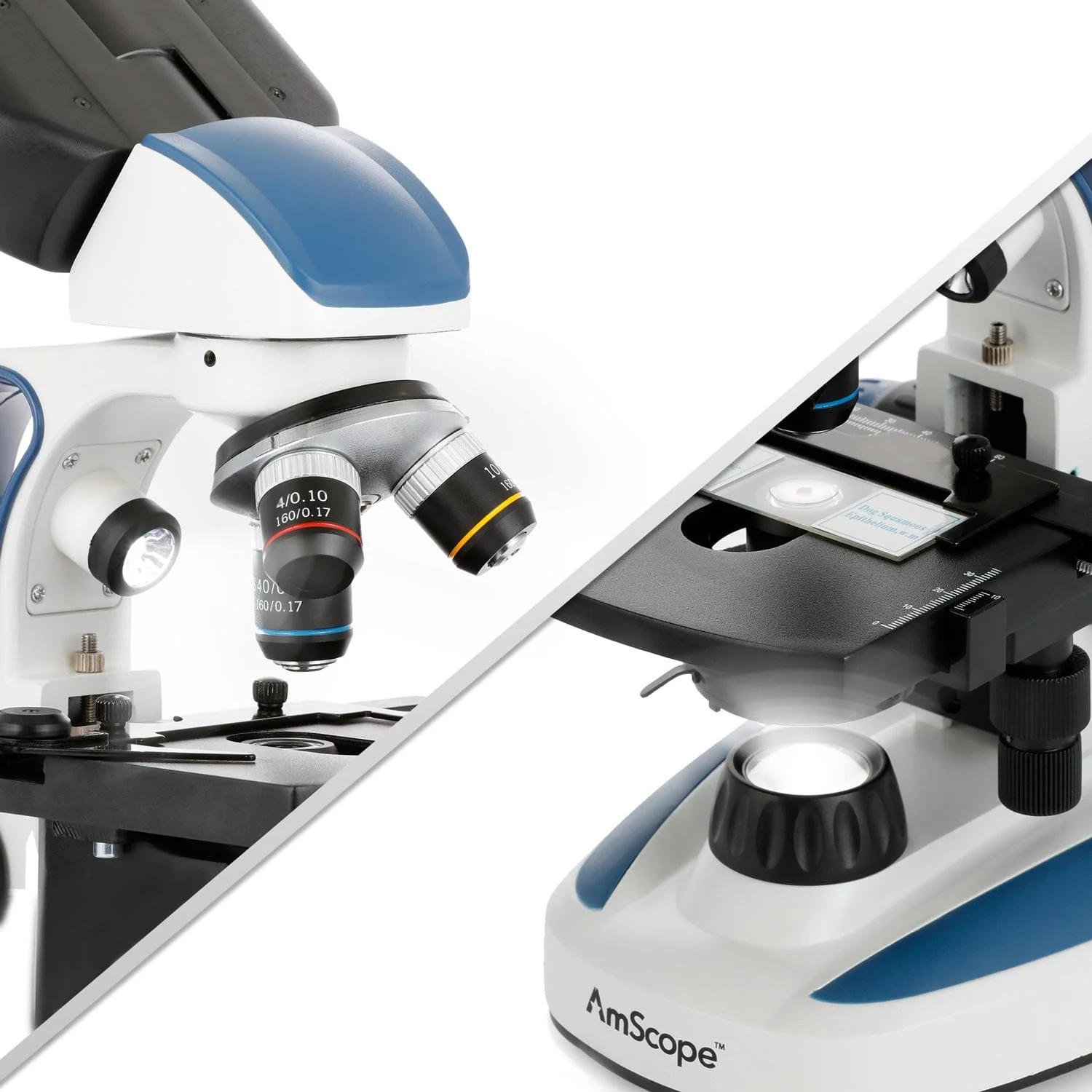 AmScope B110 Series Binocular Compound Microscope 40X-1000X Magnification dual LED, Ergonomic, Lab With 3D Two-Layer Mechanical Stage - Image 4