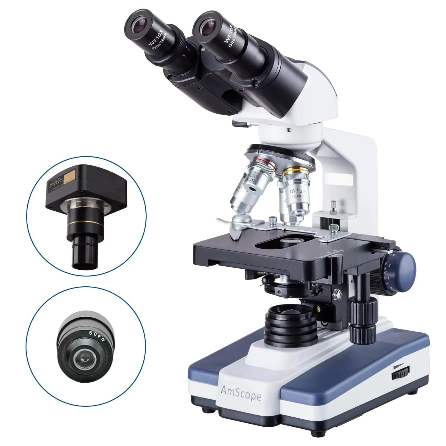 AmScope B120 Series LED Darkfield Binocular Compound Microscope with Siedentopf Head, 3D Mechanical Stage and Optional Digital Camera - Image 3