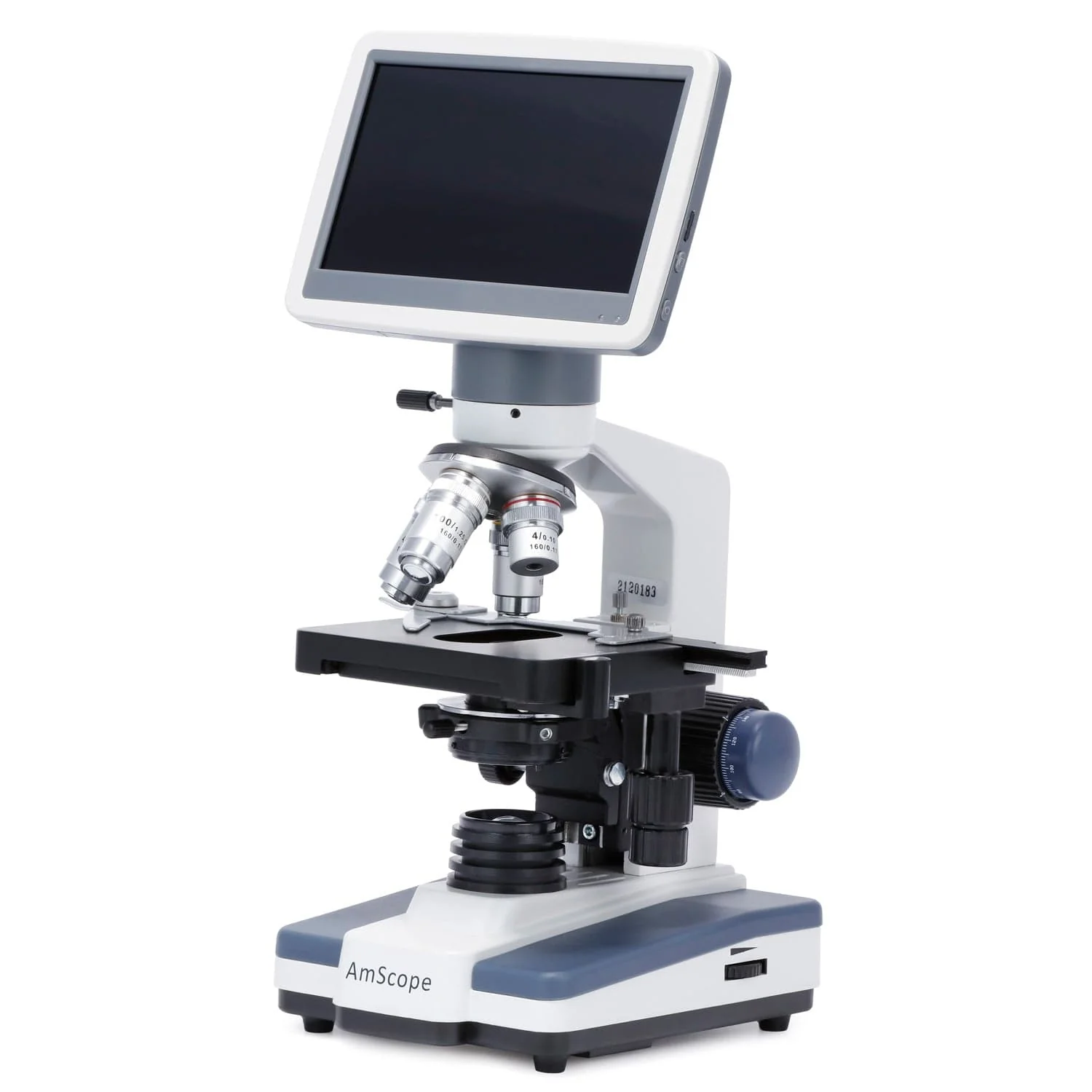 AmScope B120 Series Student & Professional LED Binocular Compound Microscope LED w/ 7" Digital Display Camera Head